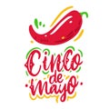 Mexican holiday Cinco de Mayo. Hand drawn vector lettering. Isolated on white background Royalty Free Stock Photo