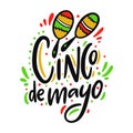 Mexican holiday Cinco de Mayo. Hand drawn vector lettering. Isolated on white background Royalty Free Stock Photo