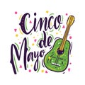 Mexican holiday Cinco de Mayo. Hand drawn vector lettering. Isolated on white background Royalty Free Stock Photo