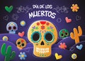 Mexican holiday vector illustration for Day of the dead or Dia de los muertos