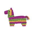 Mexican horse pinata icon for party in flat style