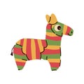 Mexican horse pinata illustration for party in flat style