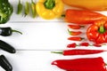 Mexican hot chili peppers colorful mix paprika poblano serrano j Royalty Free Stock Photo