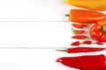 Mexican hot chili peppers colorful mix paprika poblano serrano o Royalty Free Stock Photo