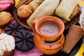 Mexican hot cocoa, chocolate and cinnamon in Mexico breakfast