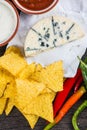 Mexican hot street food nachos with salsa dip Royalty Free Stock Photo