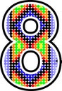 Mexican huichol style art colorful number eigth