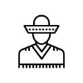 Black solid icon for Mexican, hat and men Royalty Free Stock Photo