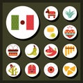 Mexican icons set decoration celebration festive culture flat design