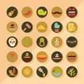 Mexican icons set festive party decoration celebration flat design