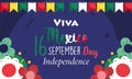 Mexican independence day, festive pennants flowers decoration, viva mexico is celebrated on september