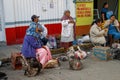 Mexican indigenous people at sunday market in Oaxaca region Royalty Free Stock Photo