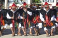 Mexican indigenous village elders in traditional costumes