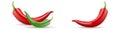 Mexican jalapeno red and green hot chili pepper vector icon on white background. Colors hot chili peppers set.