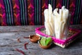 Mexican jicama fruit cutted with lime