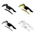 Mexican keel-billed toucan icon in cartoon style isolated on white background. Mexico country symbol stock vector