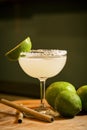 Mexican lemon lime margarita cocktail drink in bar Royalty Free Stock Photo