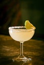 Mexican lemon lime margarita cocktail drink in bar Royalty Free Stock Photo