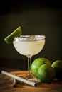 Mexican lemon lime margarita cocktail drink in bar Royalty Free Stock Photo