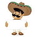 Mexican man cartoon holding blank sign