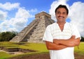 Mexican man with mayan shirt smiling Royalty Free Stock Photo