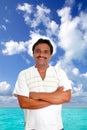 Mexican man with mayan shirt smiling Royalty Free Stock Photo