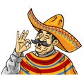 Mexican Man in Sombrero Mascot Character Design Logo. Cartoon Vector Illustration Royalty Free Stock Photo