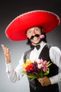 Mexican man wears sombrero isolated on the white Royalty Free Stock Photo