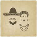 Mexican man and woman old background Royalty Free Stock Photo