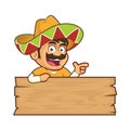 Mexican man with a wooden sign Royalty Free Stock Photo