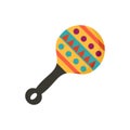 Mexican maraca icon flat isolated vector