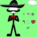 mexican mariachi pictogram cartoon love heart hand pack collection2