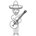 mexican mariachi playing guitar avatar character