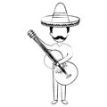 mexican mariachi playing guitar avatar character
