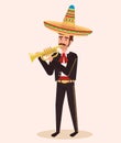 Mexican mariachi with trumpet character