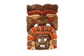 Mexican mask carved in wood isolated on white Royalty Free Stock Photo