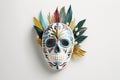 Mexican mask of death isolated on white background, created with generative AI