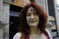 A mexican Mature woman went to get ash for Lent Day or Ash Wednesday Royalty Free Stock Photo