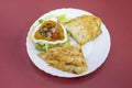 Mexican melted cheese quesadillas with pulled pork and pico de gallo Royalty Free Stock Photo