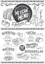 Mexican menu restaurant, food template.