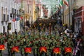 Mexican military parade in the streets of Puebla