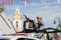 Mexican military parade in the streets of Puebla