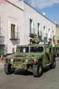 Mexican military parade in the streets of Puebla