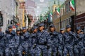 Mexican military parade in the streets of Puebla