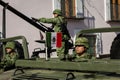 Mexican military parade in the streets of Puebla