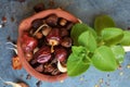 Mexican mint with round red chillis and Dried coccinia grandis