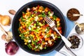 Mexican mixture of vegetables, cooked in a frying pan Royalty Free Stock Photo
