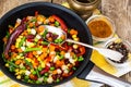 Mexican mixture of vegetables, cooked in a frying pan Royalty Free Stock Photo