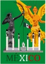 Mexican monuments Diana the huntress, Angel of Independence, monument of Boys heroes of Chapultepec Royalty Free Stock Photo