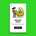 Mexican Music Play On Guitar Mariachi Man Vector